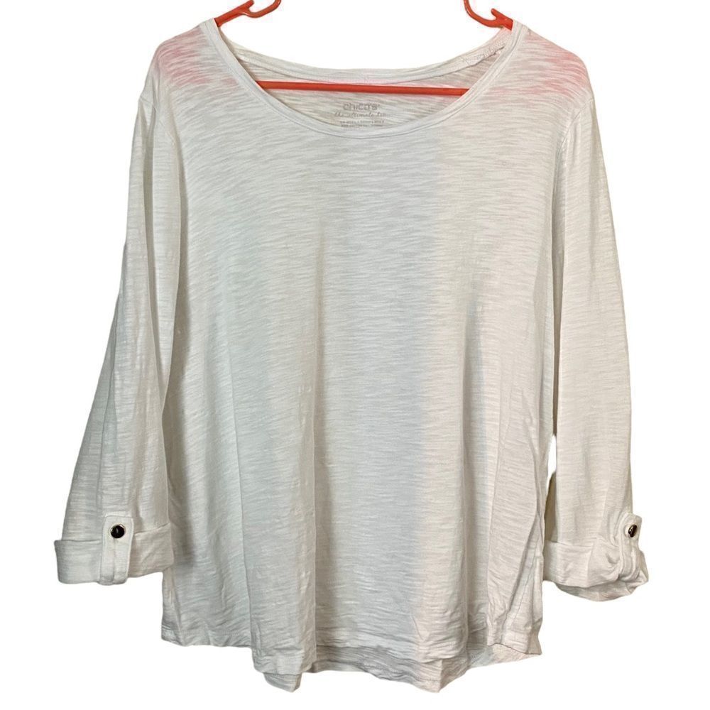Chico’s The Ultimate Tee White Classic Top Size Large
